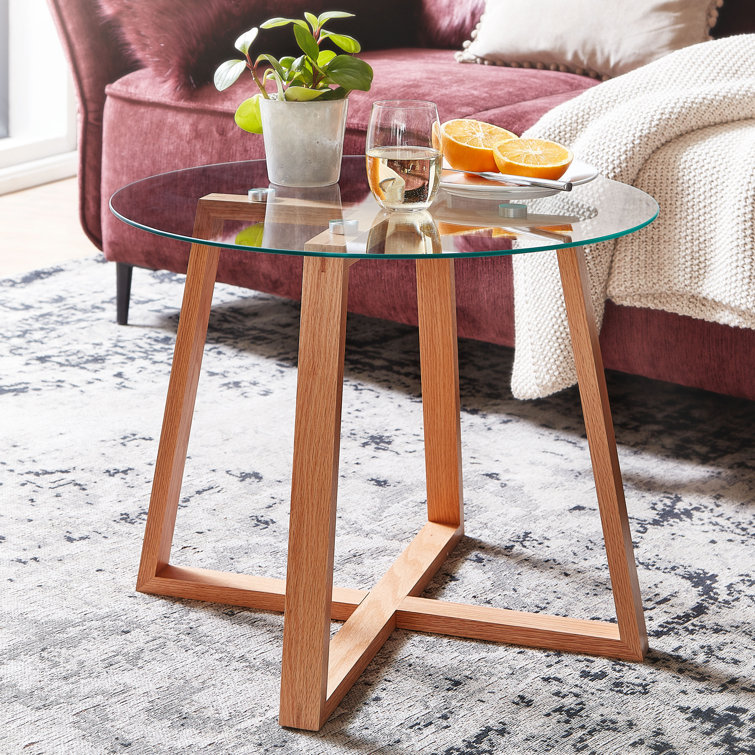 Glass and deals wood side table